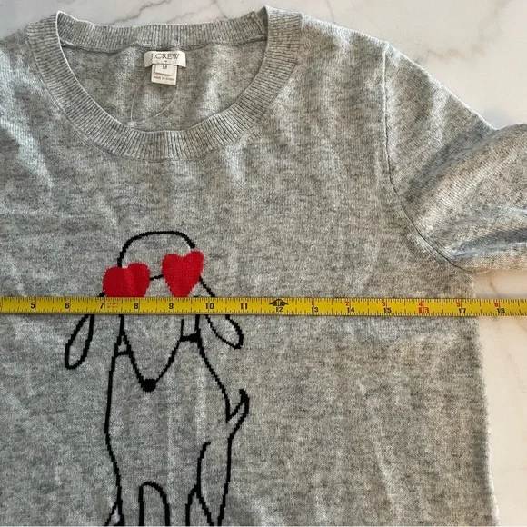 NEW J. Crew Dog With Heart Eyes Merino Wool Blend Intarsia Sweater Womens Medium - Picture 8 of 10